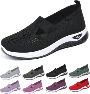Women's Comfortable Breathable Knitted Sneakers, Knitted Sneakers for Women, Go Walking Slip on Diabetic Foam Shoes