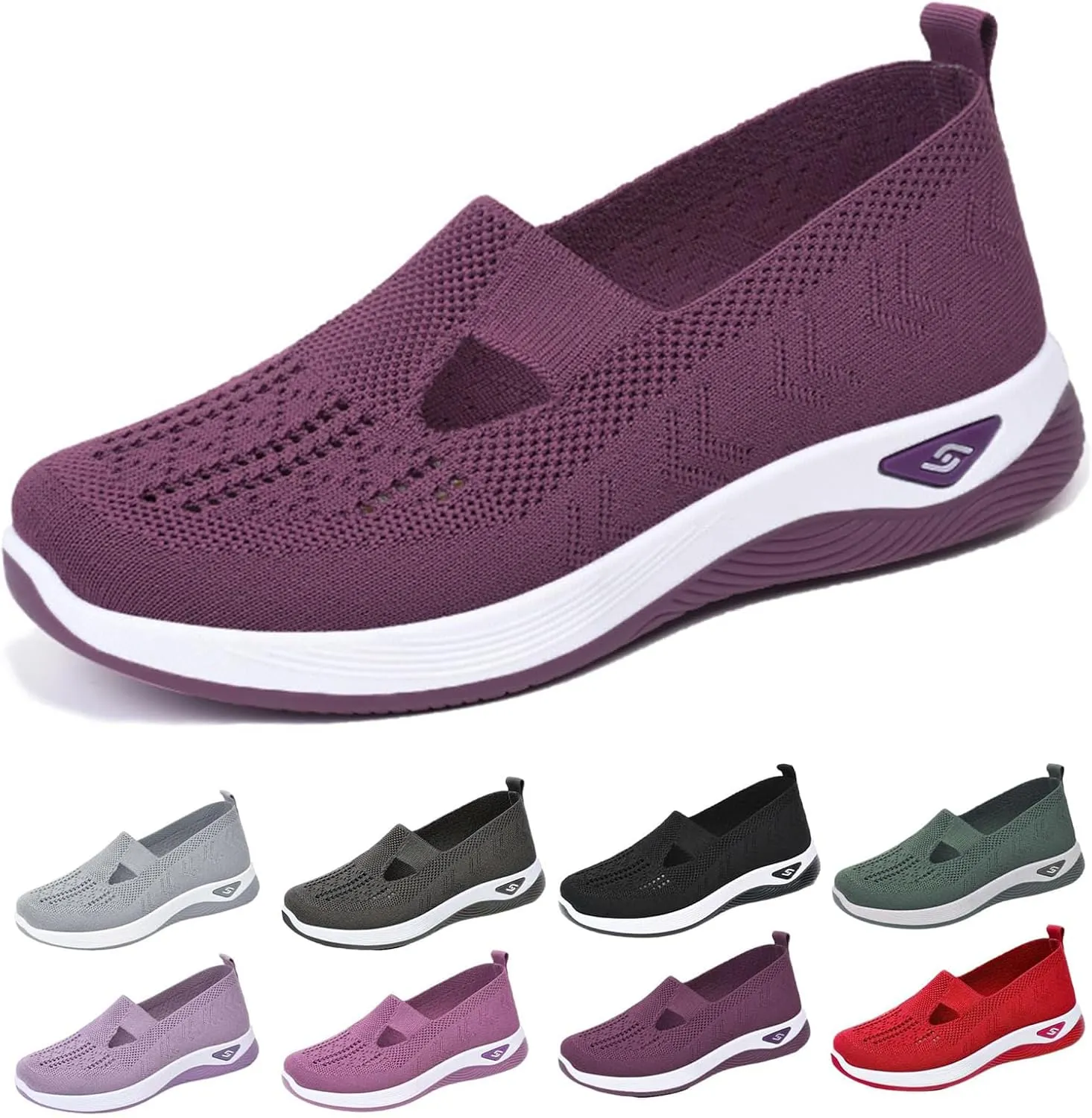 Women's Comfortable Breathable Knitted Sneakers, Knitted Sneakers for Women, Go Walking Slip on Diabetic Foam Shoes