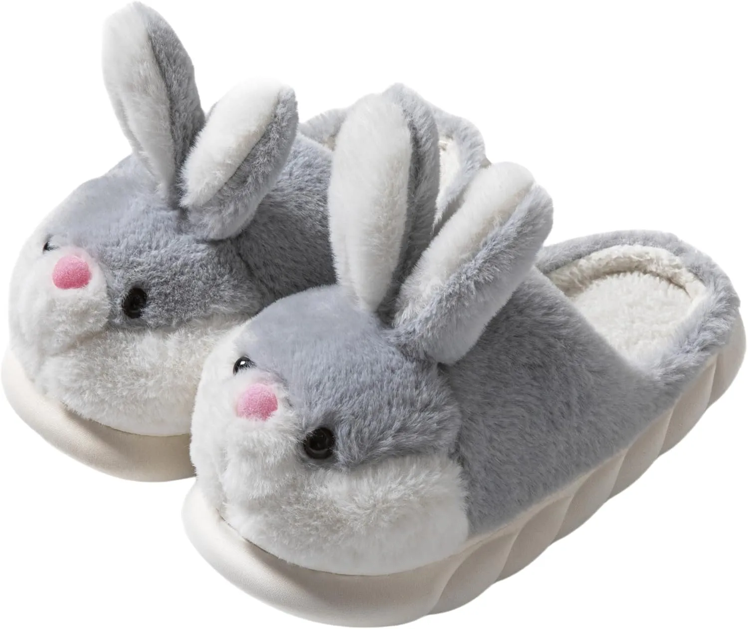 Women's Cute Animal Bunny Slippers - Soft, Cosy Furry House Slippers for Warm Winter Indoor Use