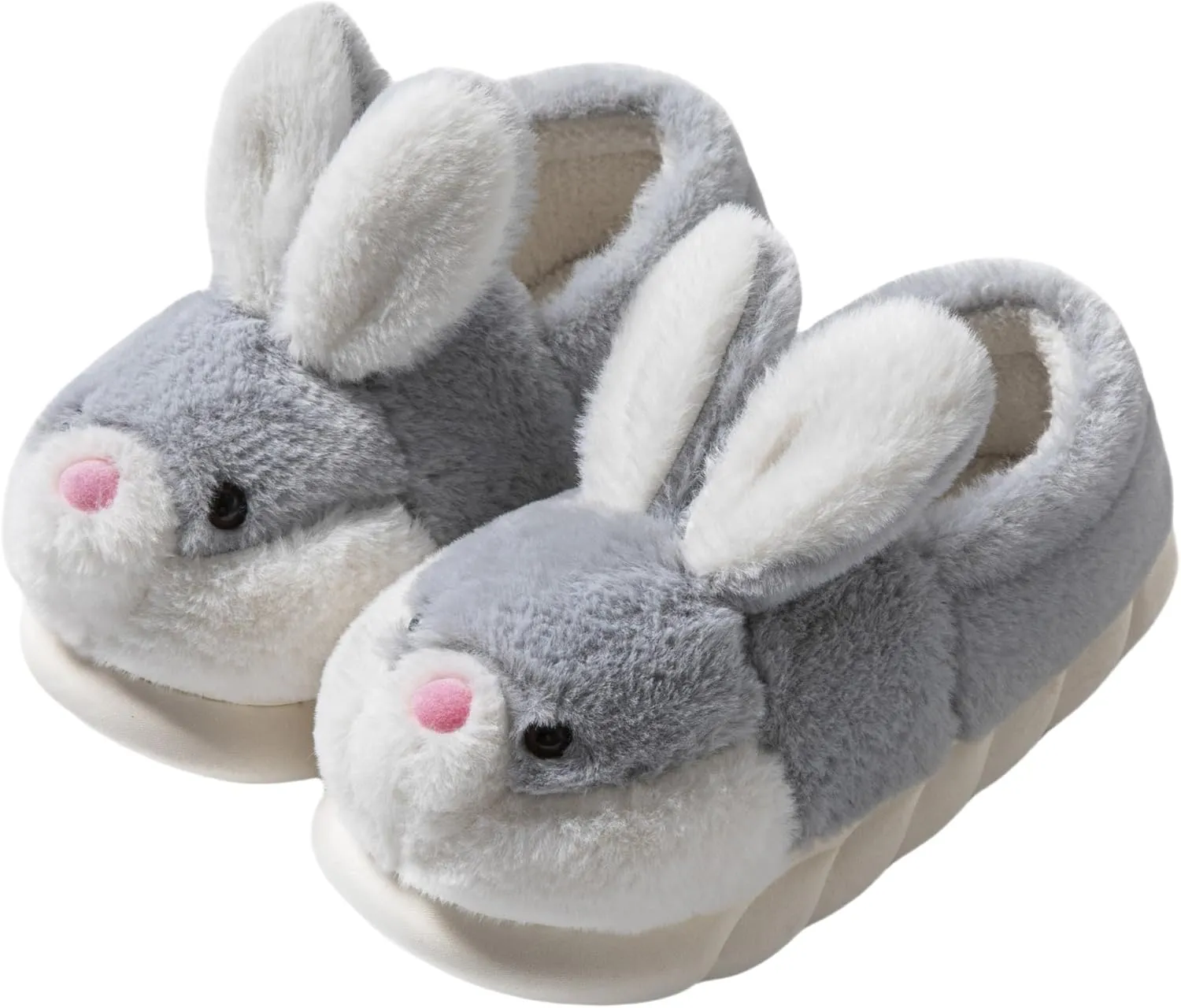 Women's Cute Animal Bunny Slippers - Soft, Cosy Furry House Slippers for Warm Winter Indoor Use
