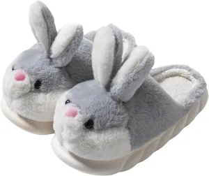 Women's Cute Animal Bunny Slippers - Soft, Cosy Furry House Slippers for Warm Winter Indoor Use
