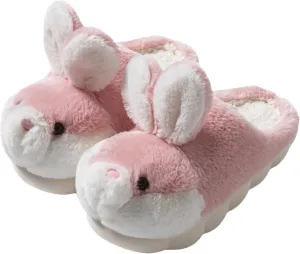 Women's Cute Animal Bunny Slippers - Soft, Cosy Furry House Slippers for Warm Winter Indoor Use