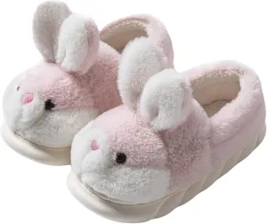 Women's Cute Animal Bunny Slippers - Soft, Cosy Furry House Slippers for Warm Winter Indoor Use