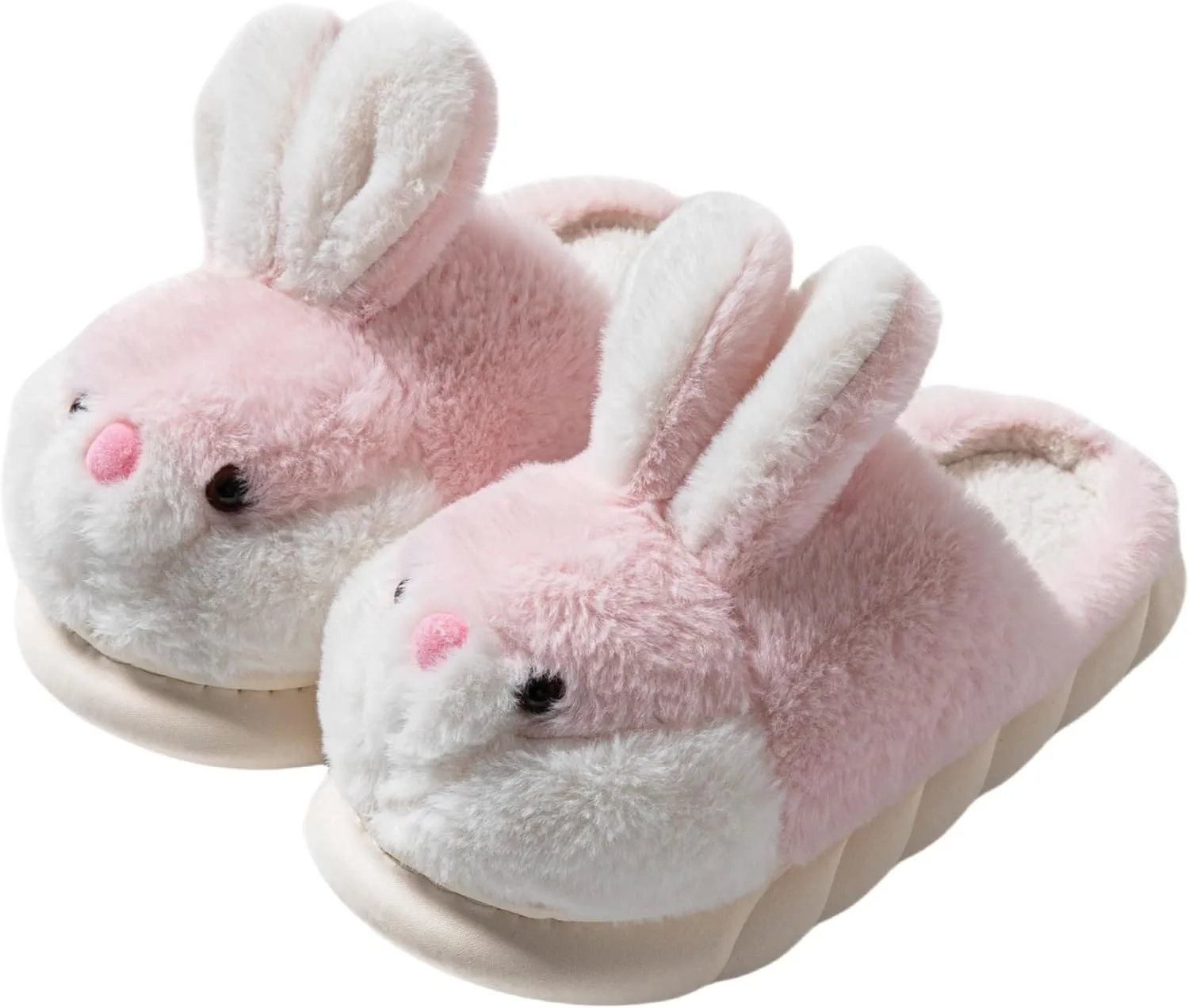 Women's Cute Animal Bunny Slippers - Soft, Cosy Furry House Slippers for Warm Winter Indoor Use