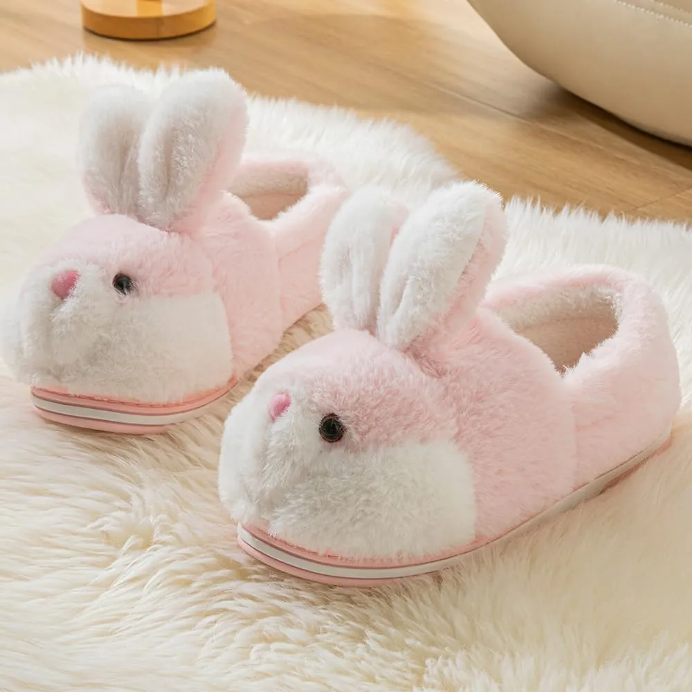 Women's Cute Rabbit Animal Slippers - Novelty Cozy Fuzzy Soft Plush Winter Warm House Shoes Cotton Slippers