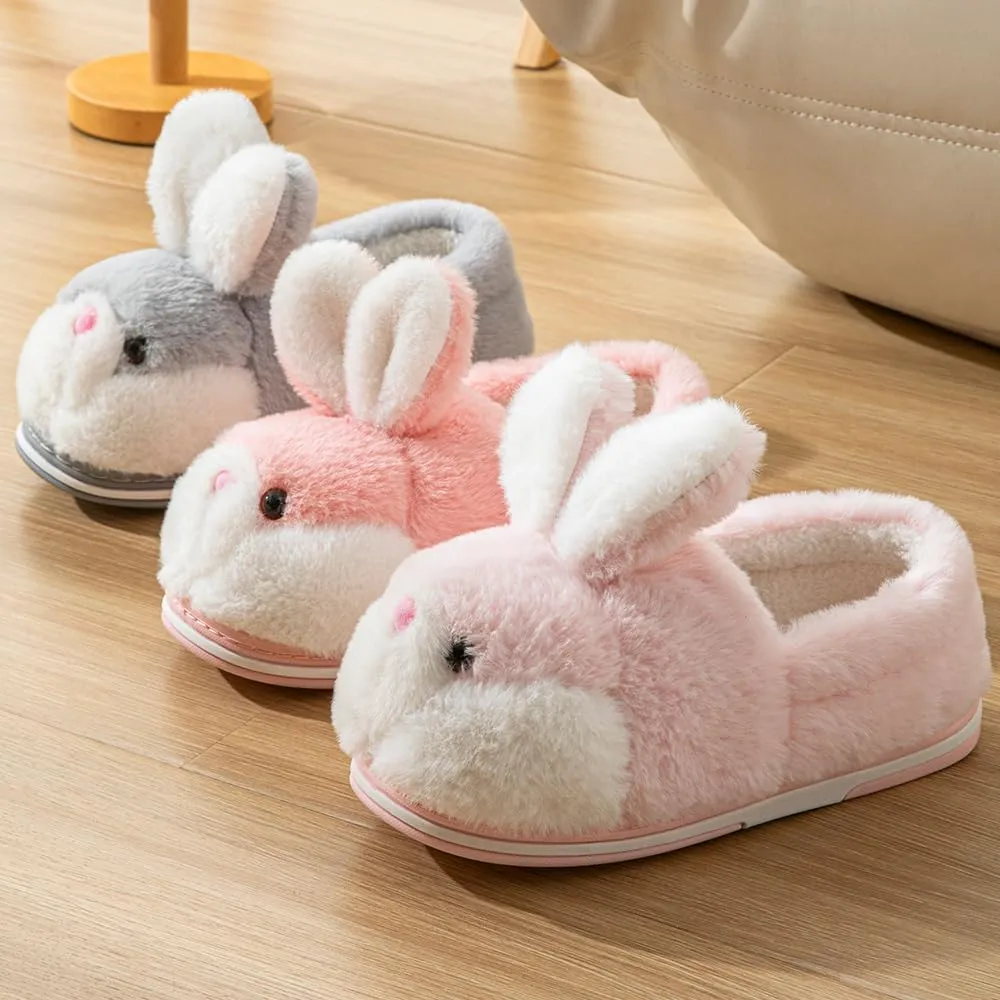 Women's Cute Rabbit Animal Slippers - Novelty Cozy Fuzzy Soft Plush Winter Warm House Shoes Cotton Slippers