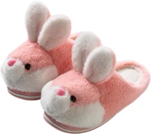 Women's Cute Rabbit Animal Slippers - Novelty Cozy Fuzzy Soft Plush Winter Warm House Shoes Cotton Slippers