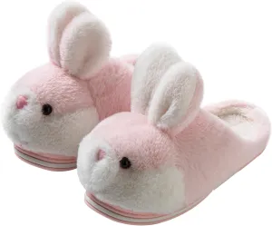 Women's Cute Rabbit Animal Slippers - Novelty Cozy Fuzzy Soft Plush Winter Warm House Shoes Cotton Slippers