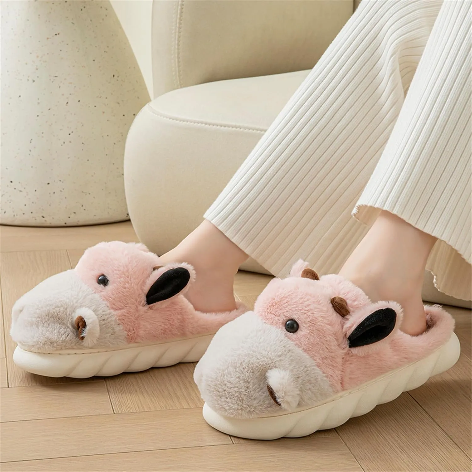 Womens Cute shoes hippo slippers Animal Slippers Novelty Cozy Fuzzy Slippers Soft Plush Winter Warm House Shoes cotton slippers