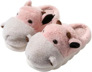 Womens Cute shoes hippo slippers Animal Slippers Novelty Cozy Fuzzy Slippers Soft Plush Winter Warm House Shoes cotton slippers