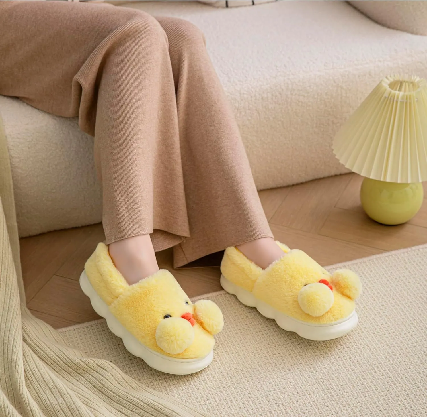 Women's Duck Animal Fuzzy Soft Plush Winter Warm Cotton Slippers