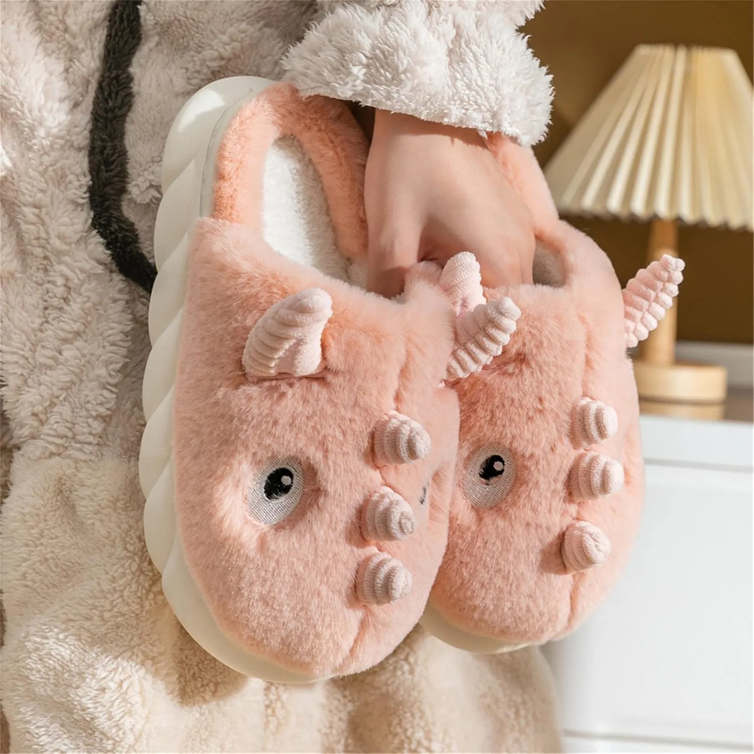 Women's Pig & Cow Animal Slippers - Soft Plush Cotton Winter Warm House Shoes