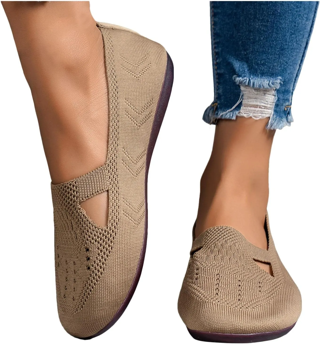 Women's Slip on Loafer Shoes - Mesh Casual Ballet Flat Nurse Walking Sneakers Casual Hollow Out Memory Foam Shoes