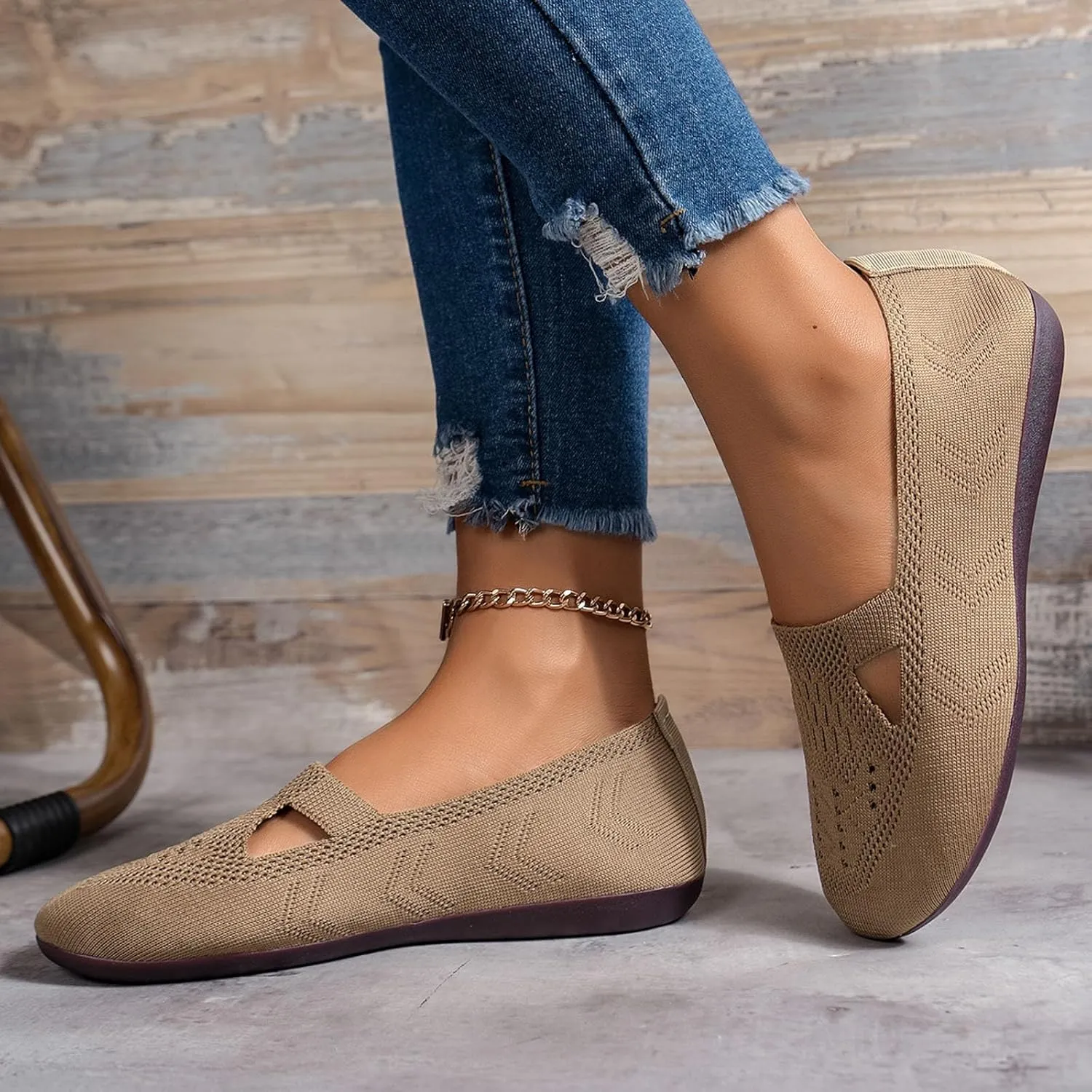 Women's Slip on Loafer Shoes - Mesh Casual Ballet Flat Nurse Walking Sneakers Casual Hollow Out Memory Foam Shoes