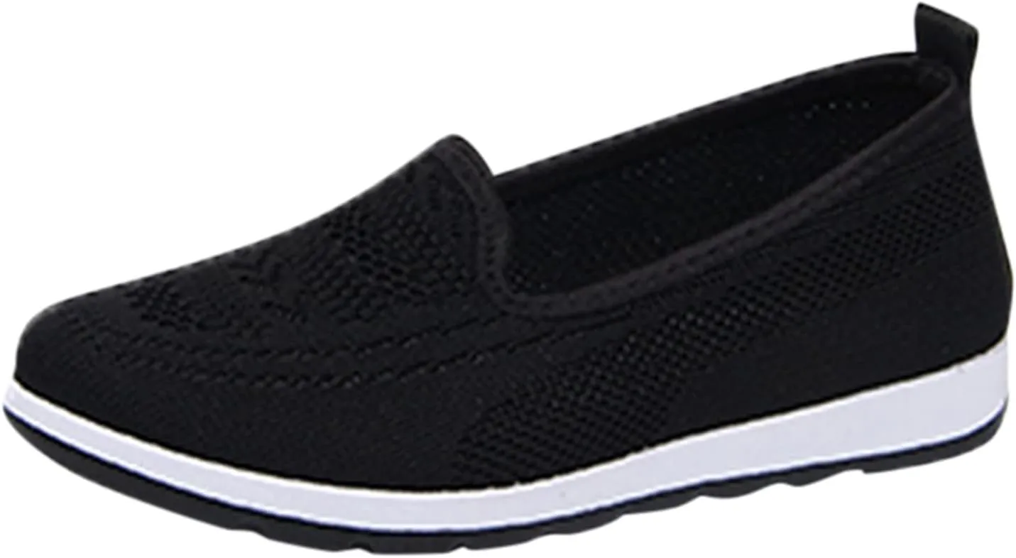Women's Slip on Sneakers Shoes Woven Orthopedic Breathable Soft Shoes Walking Diabetic Foam Shoes Hands Free Slip in