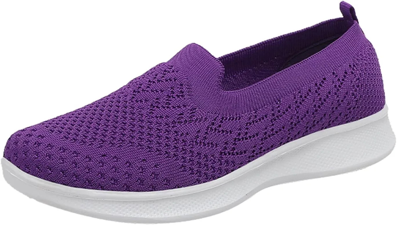 Women's Slip on Sneakers Shoes Woven Orthopedic Breathable Soft Shoes Walking Diabetic Foam Shoes Hands Free Slip in