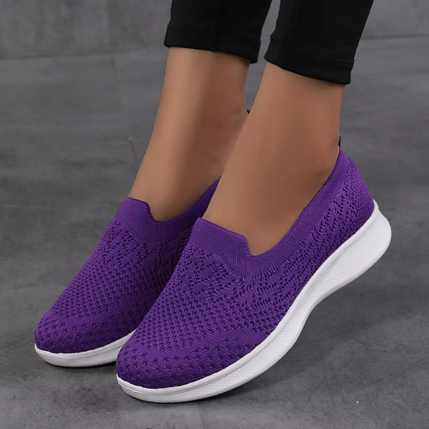 Women's Slip on Sneakers Shoes Woven Orthopedic Breathable Soft Shoes Walking Diabetic Foam Shoes Hands Free Slip in