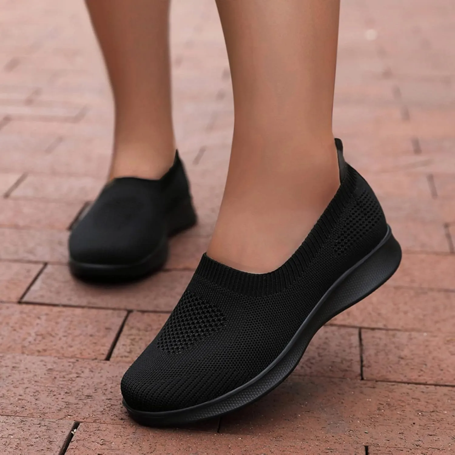 Women's Slip on Sneakers Shoes Woven Orthopedic Breathable Soft Shoes Walking Diabetic Foam Shoes Hands Free Slip in
