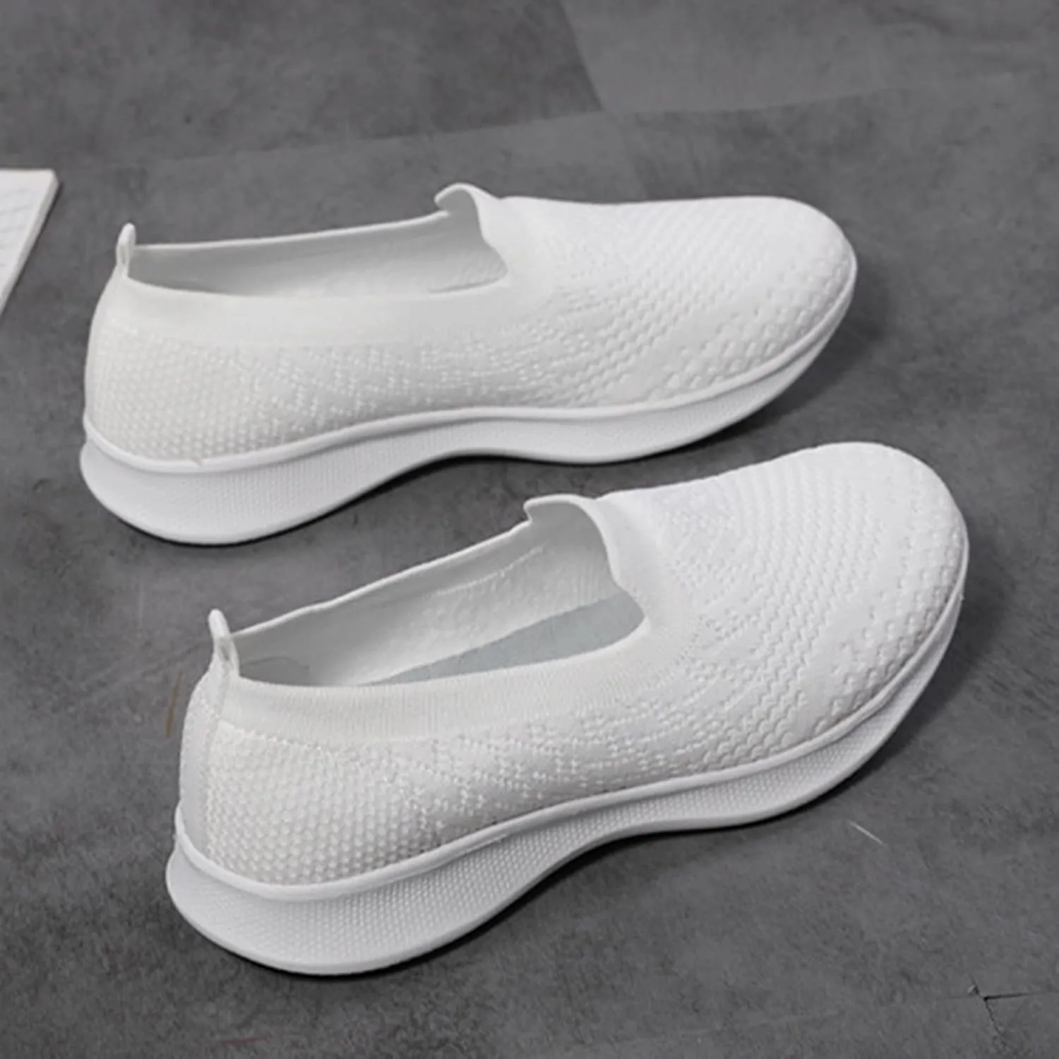 Women's Slip on Sneakers Shoes Woven Orthopedic Breathable Soft Shoes Walking Diabetic Foam Shoes Hands Free Slip in