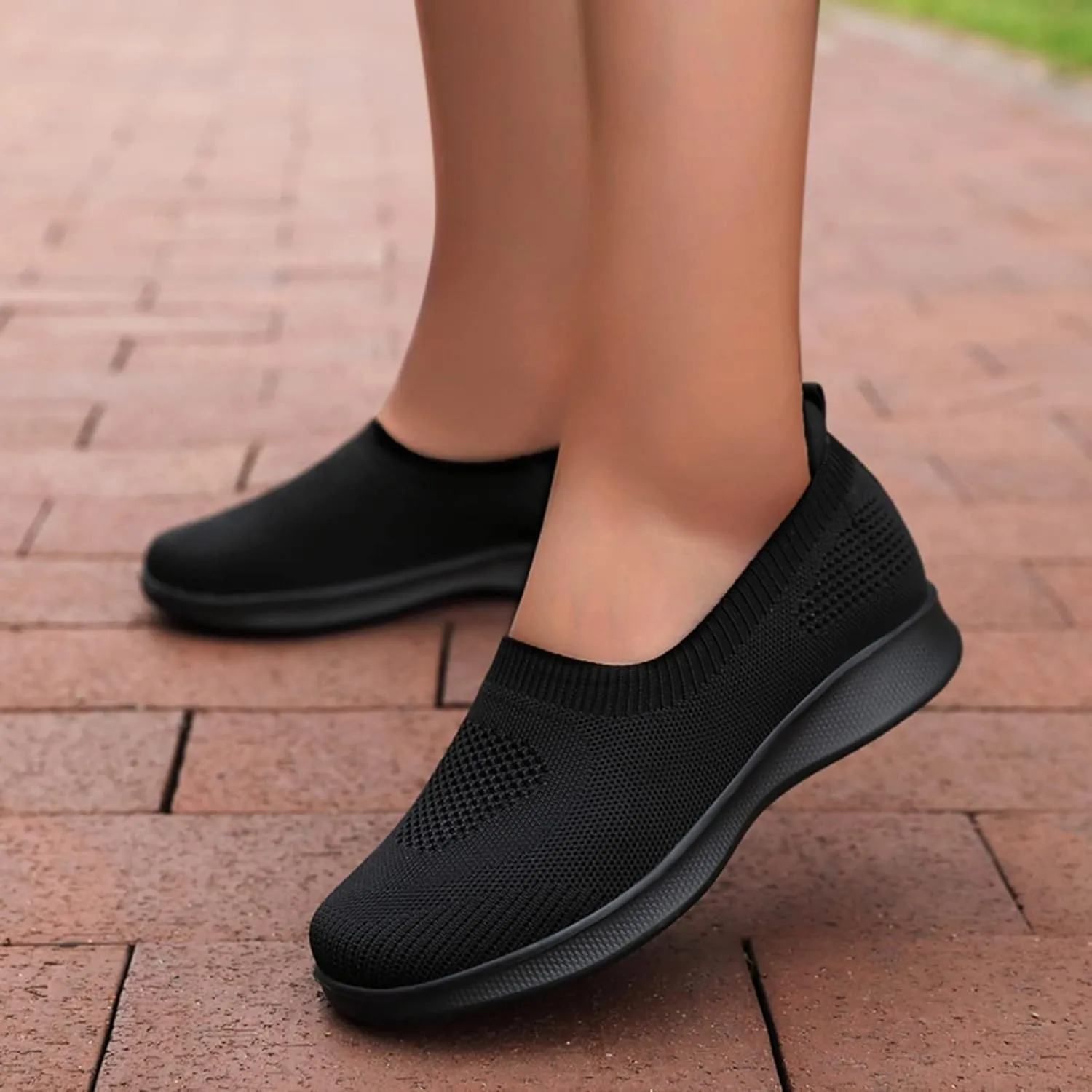 Women's Slip on Sneakers Shoes Woven Orthopedic Breathable Soft Shoes Walking Diabetic Foam Shoes Hands Free Slip in