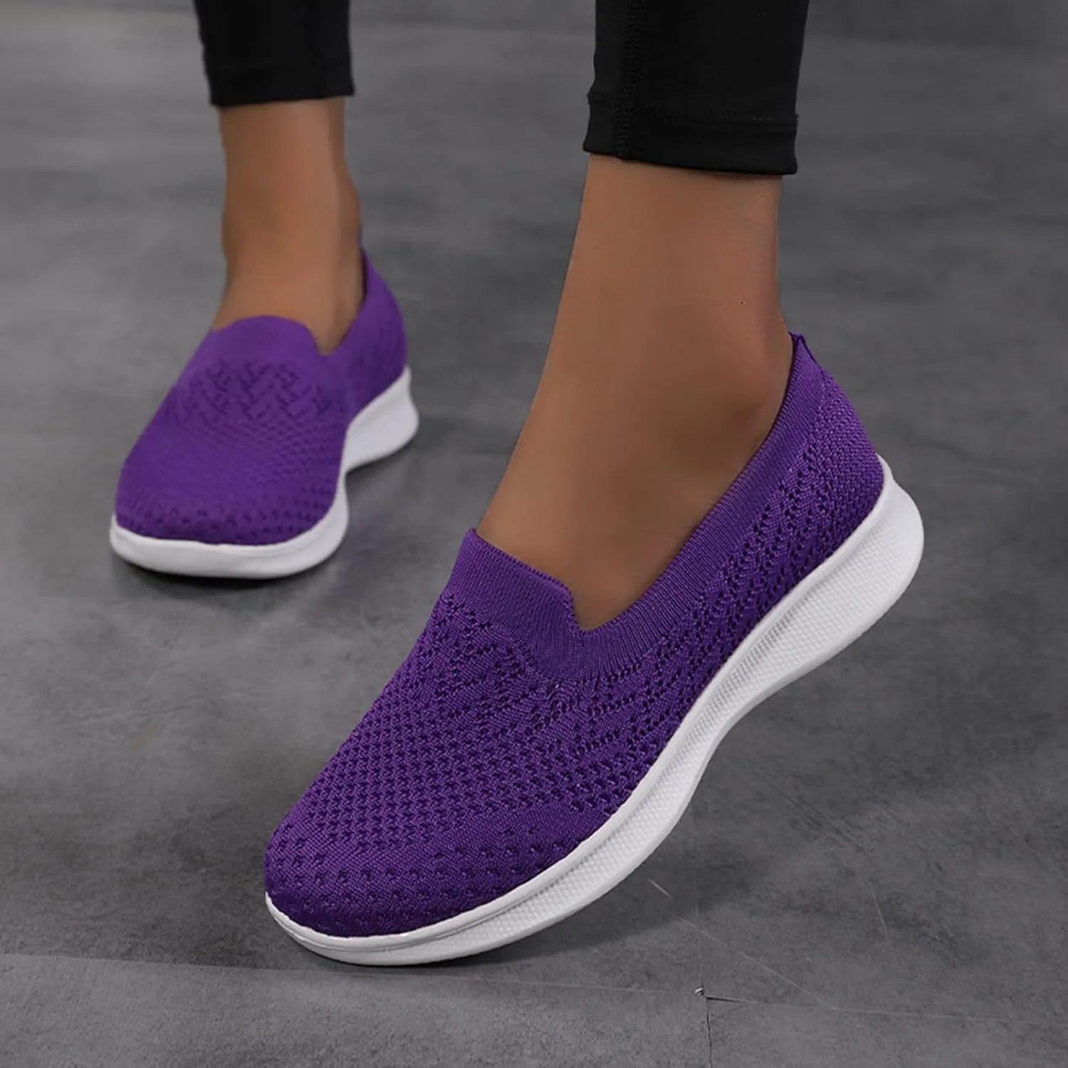 Women's Slip on Sneakers Shoes Woven Orthopedic Breathable Soft Shoes Walking Diabetic Foam Shoes Hands Free Slip in
