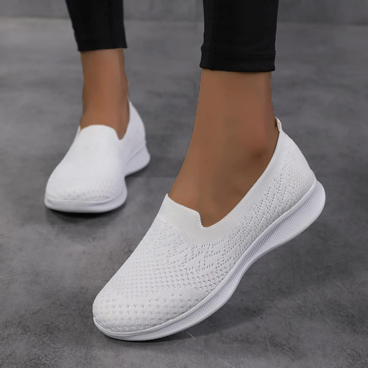 Women's Slip on Sneakers Shoes Woven Orthopedic Breathable Soft Shoes Walking Diabetic Foam Shoes Hands Free Slip in