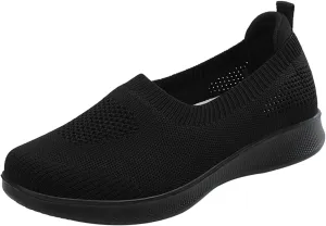 Women's Slip on Sneakers Shoes Woven Orthopedic Breathable Soft Shoes Walking Diabetic Foam Shoes Hands Free Slip in
