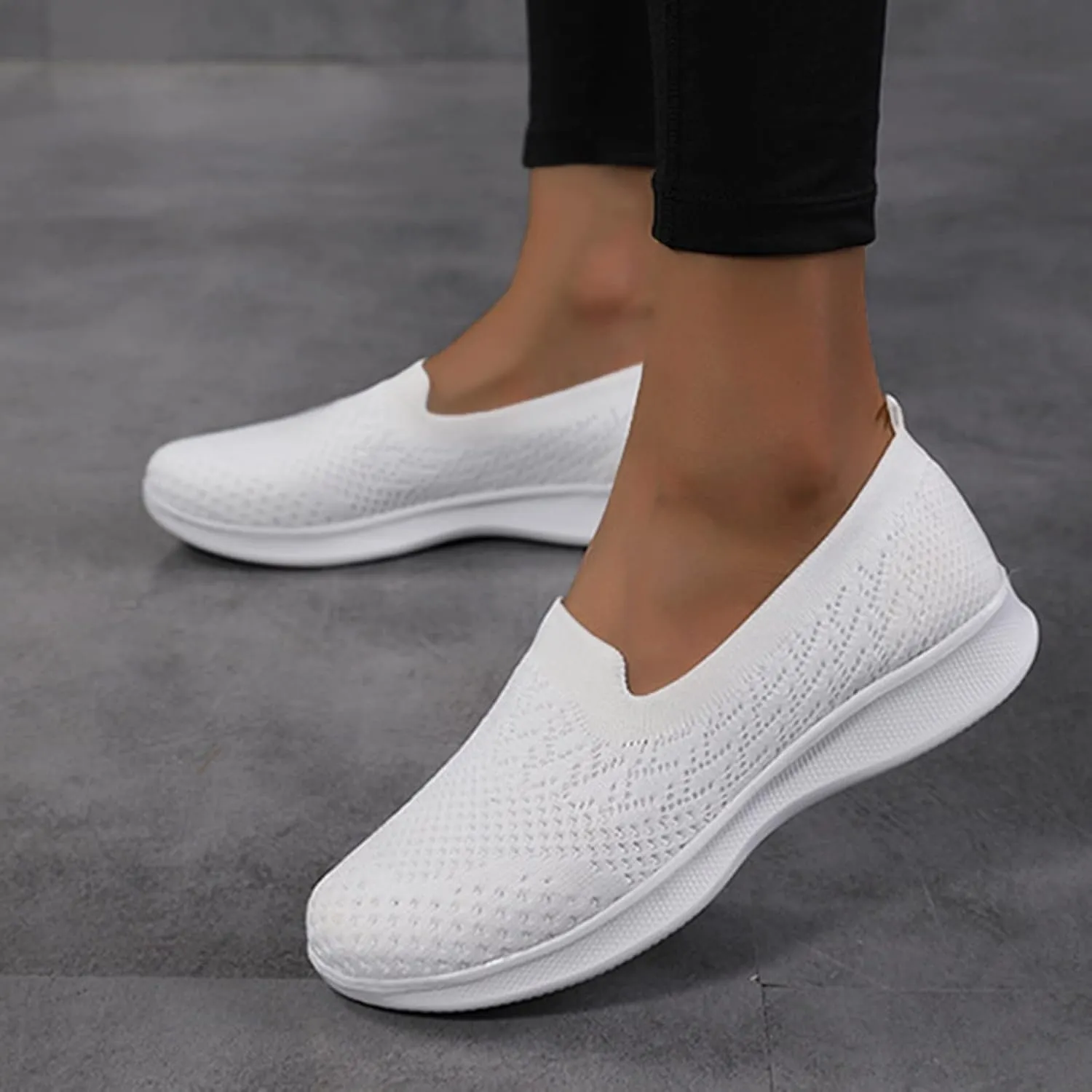 Women's Slip on Sneakers Shoes Woven Orthopedic Breathable Soft Shoes Walking Diabetic Foam Shoes Hands Free Slip in