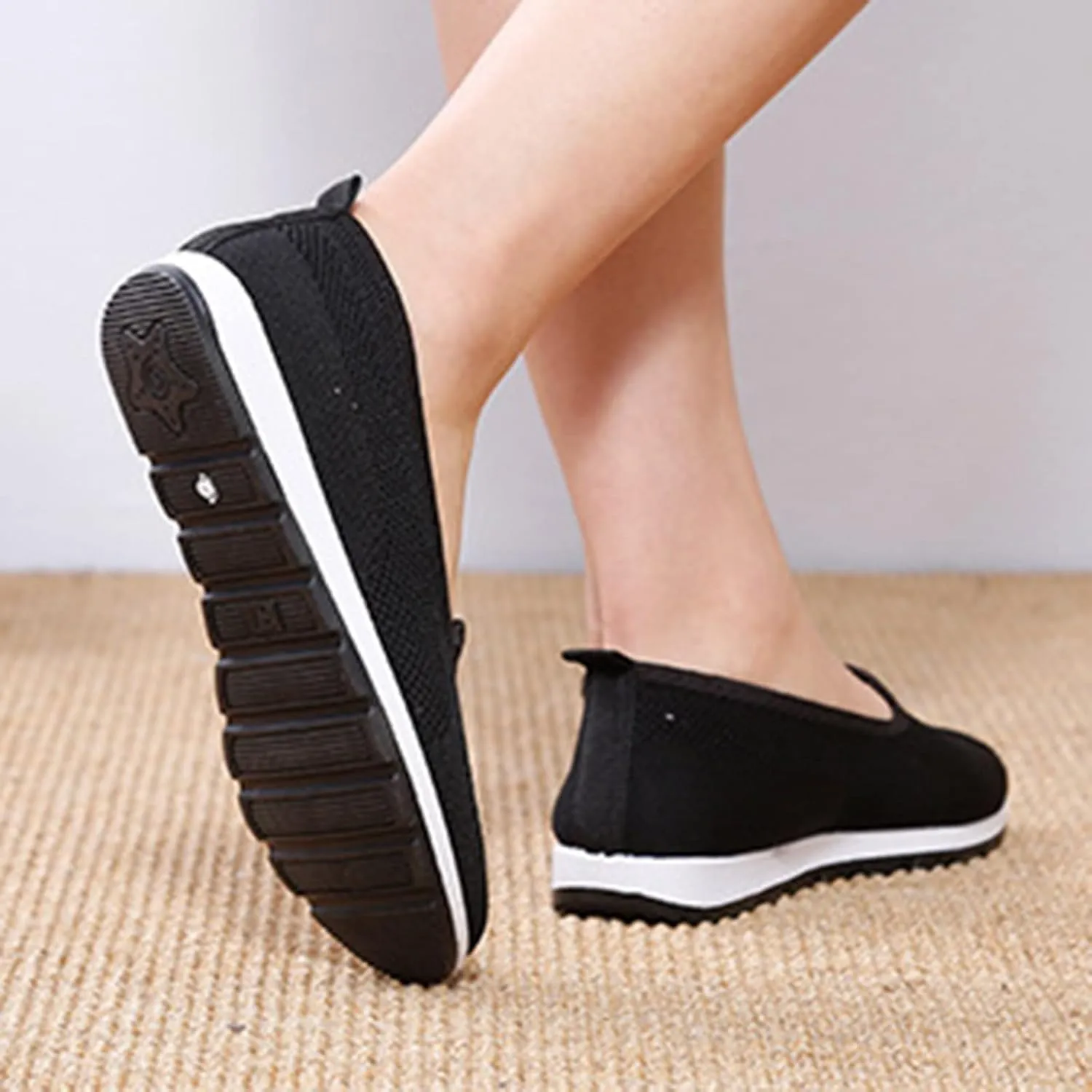 Women's Slip on Sneakers Shoes Woven Orthopedic Breathable Soft Shoes Walking Diabetic Foam Shoes Hands Free Slip in