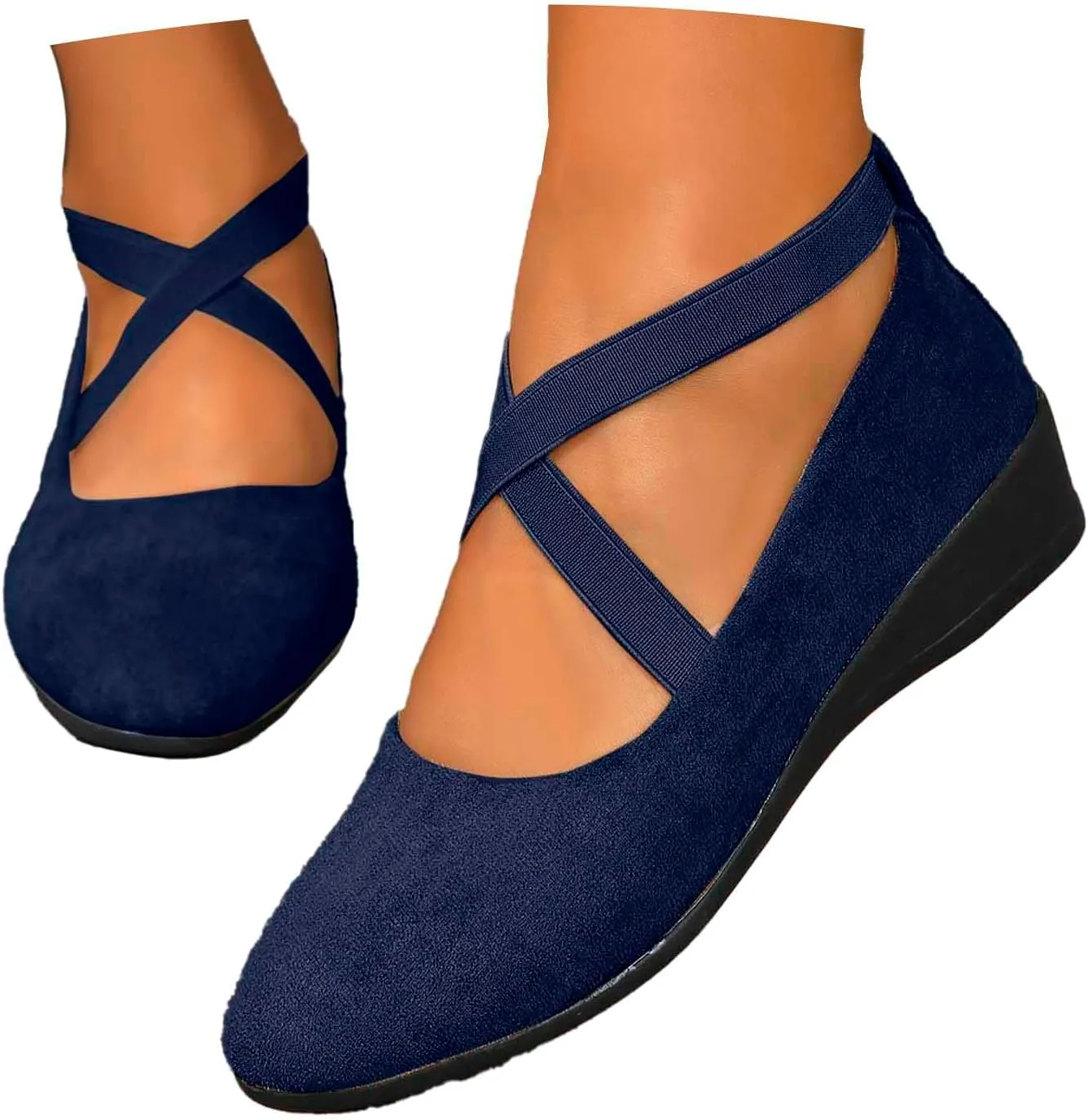 Women's Strappy Wedge Flats Pointed Closed Toe Dress Shoes for Bridal, Guest & Formal Events Comfortable Pumps