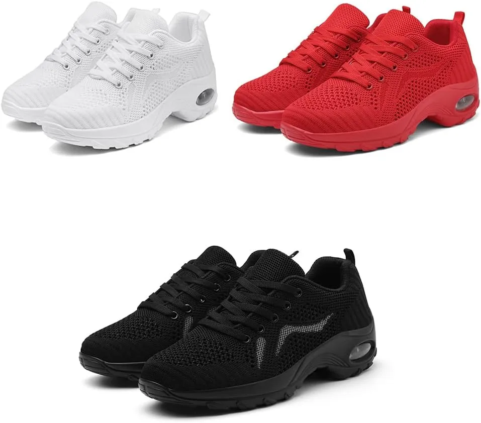 Women's Walking Shoes Arch Support Comfortable Lightweight Mesh Non-Slip Work Shoes Modern Jazz Dance Casual Shoes Thick Sole Loafers