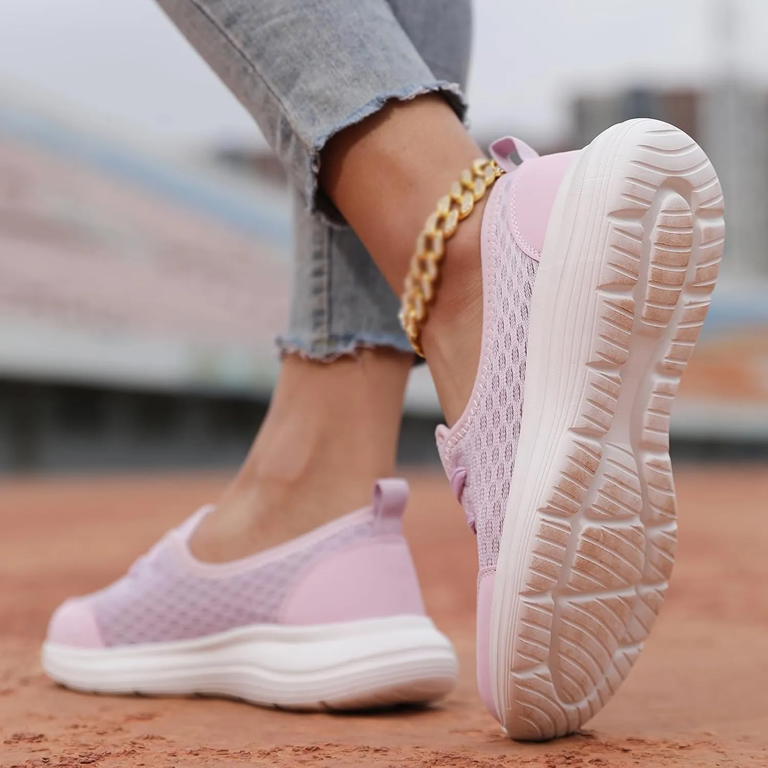 Women's Walking Shoes Soft Sole Mesh Shoe Comfortable Orthopedic Slip-on Breathable Flats Casual Nursing Orthotic Lightweight Shoes Walking Sneaker with Arch Support