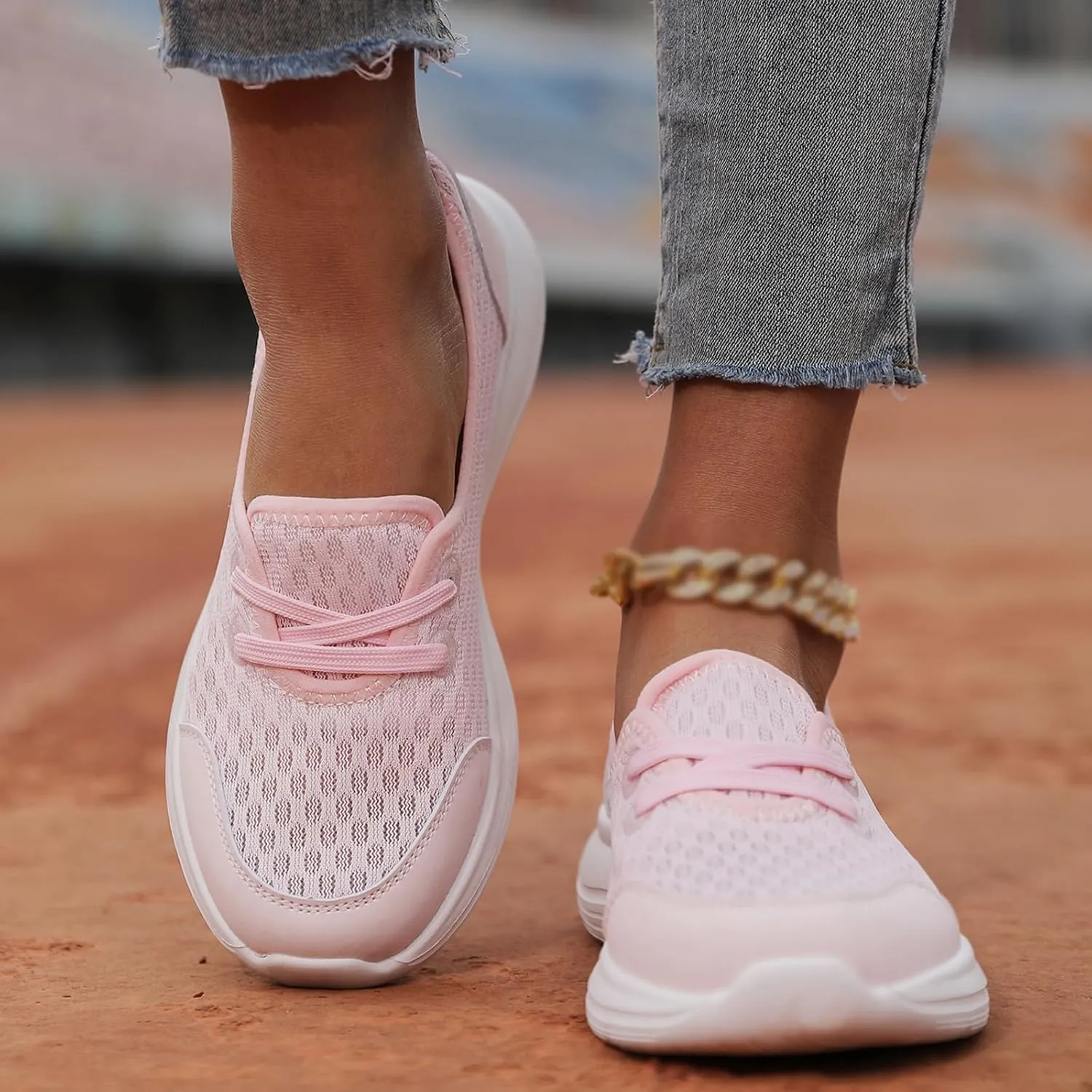 Women's Walking Shoes Soft Sole Mesh Shoe Comfortable Orthopedic Slip-on Breathable Flats Casual Nursing Orthotic Lightweight Shoes Walking Sneaker with Arch Support