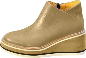 Women's Wedge Ankle Boots Fashion Side Zipper Wedge Leather Booties Basel Ankle Bootie Solid Chelsea Boots All-Match Shoes