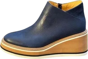 Women's Wedge Ankle Boots Fashion Side Zipper Wedge Leather Booties Basel Ankle Bootie Solid Chelsea Boots All-Match Shoes