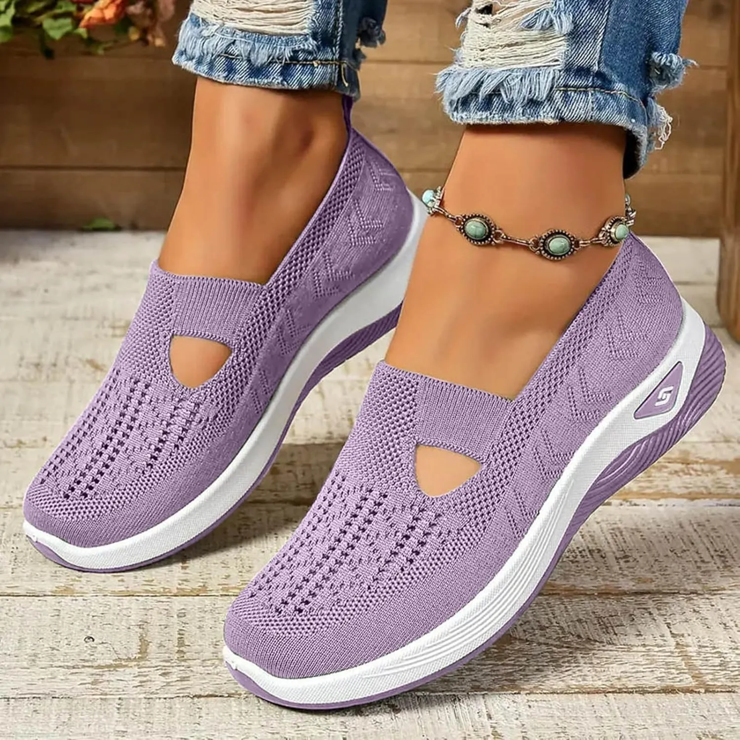 Women's Woven Orthopedic Breathable Soft Shoes Arch Support Walking Shoes Slip on Diabetic Foam Shoes Non Slip Shoes