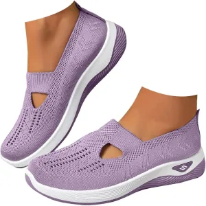 Women's Woven Orthopedic Breathable Soft Shoes Arch Support Walking Shoes Slip on Diabetic Foam Shoes Non Slip Shoes