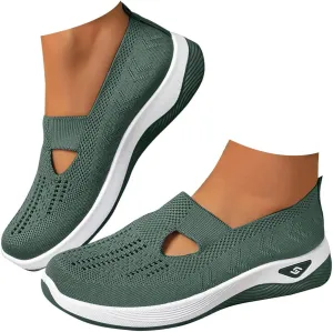 Women's Woven Orthopedic Breathable Soft Shoes Arch Support Walking Shoes Slip on Diabetic Foam Shoes Non Slip Shoes