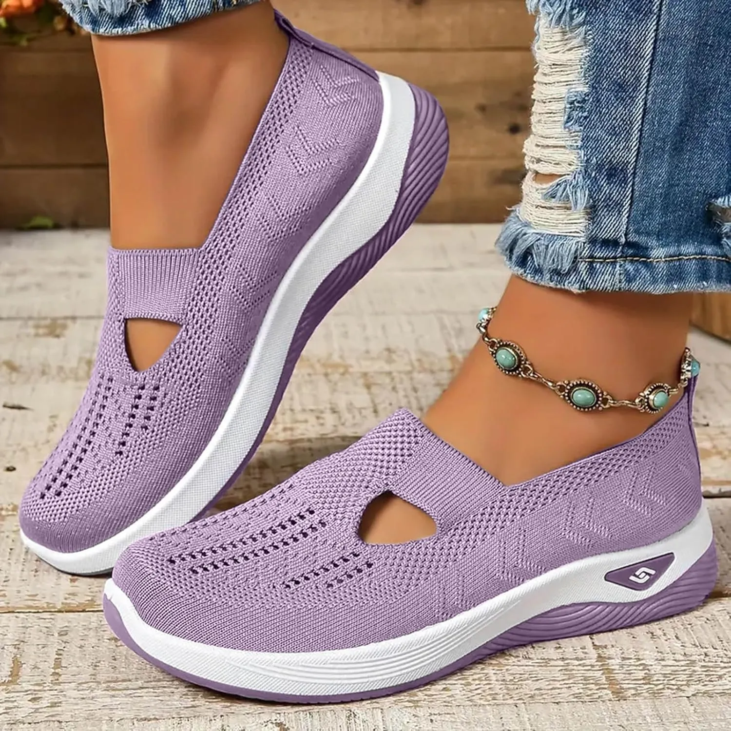 Women's Woven Orthopedic Breathable Soft Shoes Arch Support Walking Shoes Slip on Diabetic Foam Shoes Non Slip Shoes