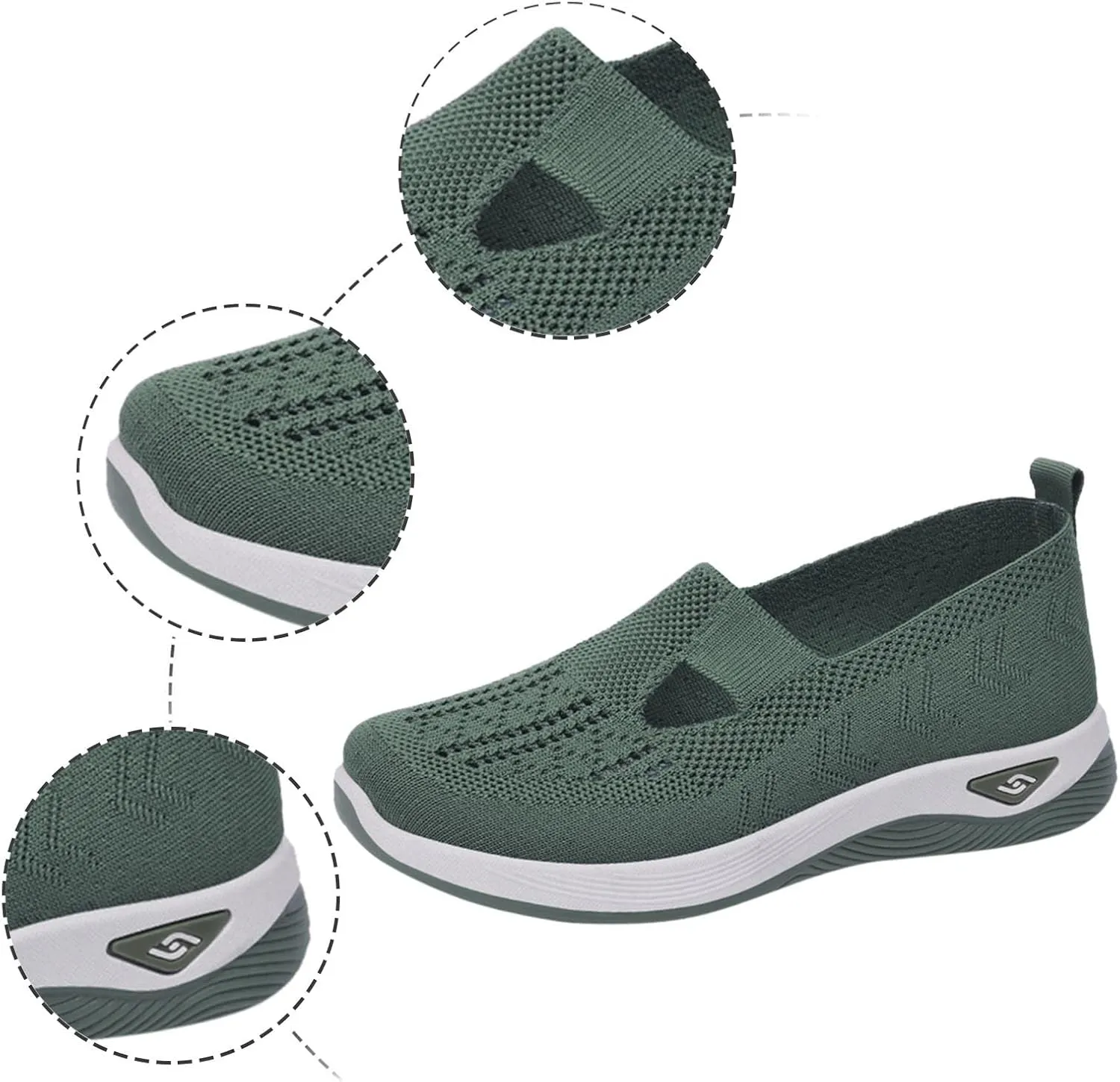 Women's Woven Orthopedic Breathable Soft Shoes Go Walking Slip on Diabetic Foam Shoes Hands Free Slip in Sneakers