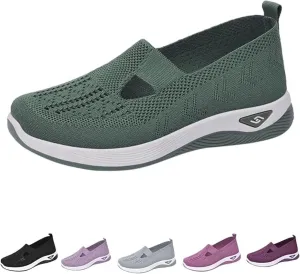 Women's Woven Orthopedic Breathable Soft Shoes Go Walking Slip on Foam Shoes Hands Free Sneakers Arch Support Shoes