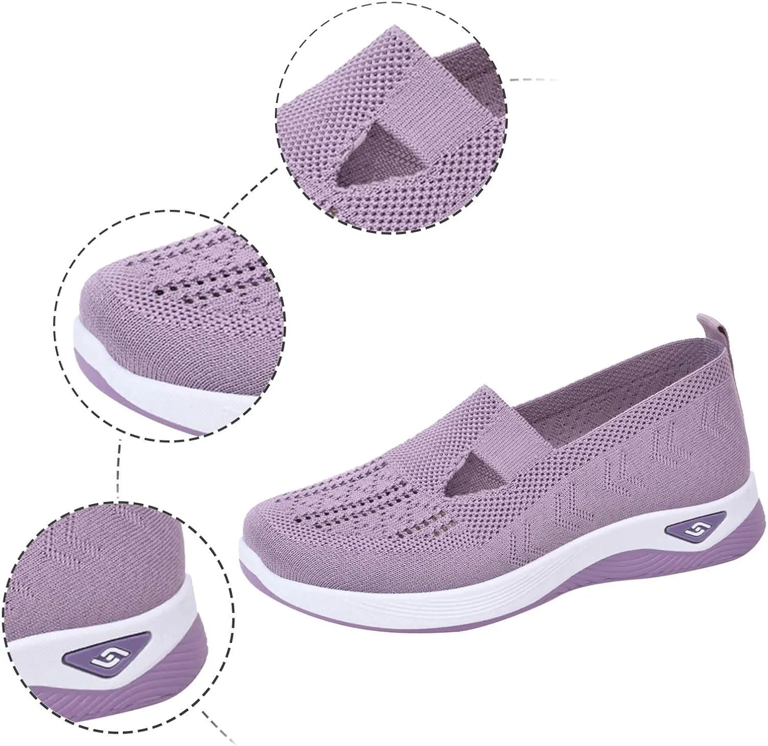 Women's Woven Orthopedic Breathable Soft Shoes Go Walking Slip on Foam Shoes Hands Free Sneakers Arch Support Shoes
