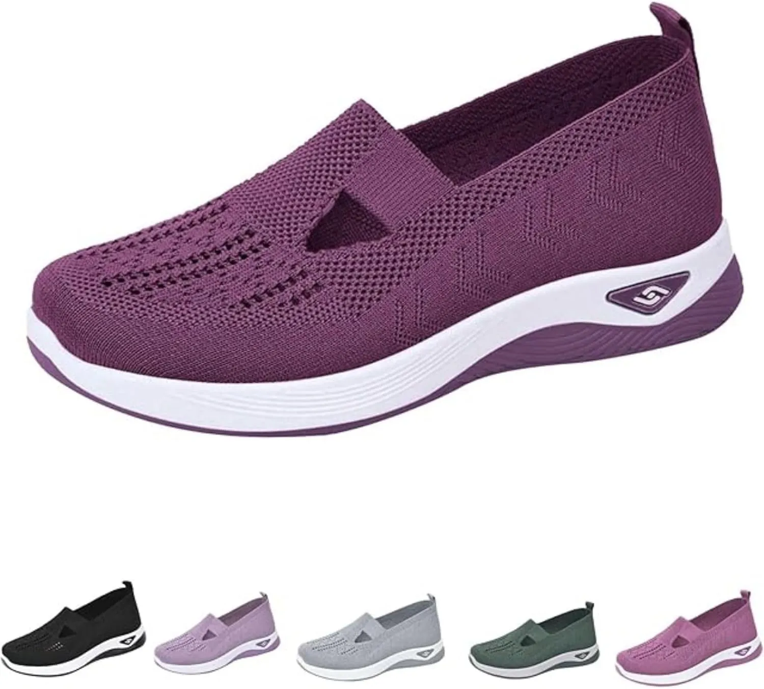 Women's Woven Orthopedic Breathable Soft Shoes Go Walking Slip on Foam Shoes Hands Free Sneakers Arch Support Shoes