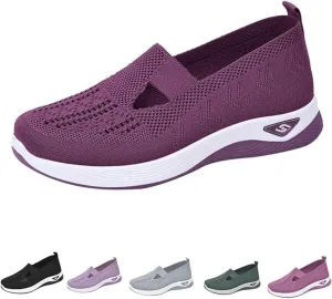 Women's Woven Orthopedic Breathable Soft Shoes Go Walking Slip on Foam Shoes Hands Free Sneakers Arch Support Shoes