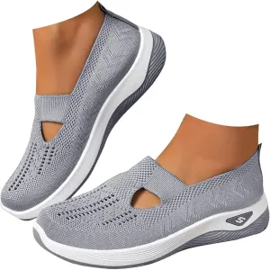 Women's Woven Orthopedic Breathable Soft Sole Shoes, 2024 Women's Comfort Sneakers Slip on Go Walking Diabetic Foam Shoes