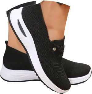 Women's Woven Orthopedic Breathable Soft Sole Shoes, 2024 Women's Comfort Sneakers Slip on Go Walking Diabetic Foam Shoes