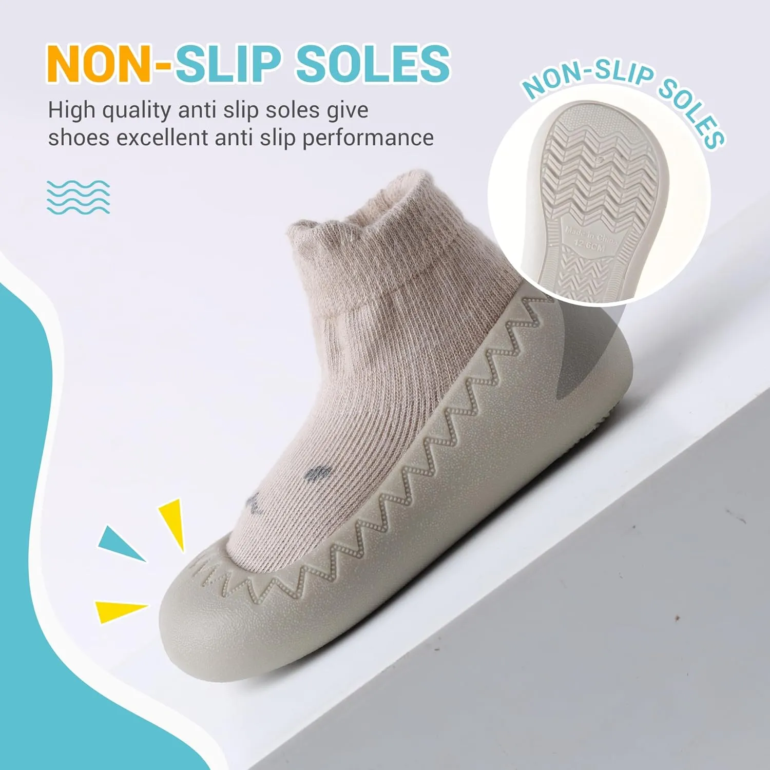 XQ&XG Baby Shoes Infant First Walker Shoes Infant Floor Shoes Indoor Outdoor Non Slip Soft Rubber Sole Breathable Slippers Unisex Sock Shoes Baby Boys Girls Cartoon Slip On Sneakers