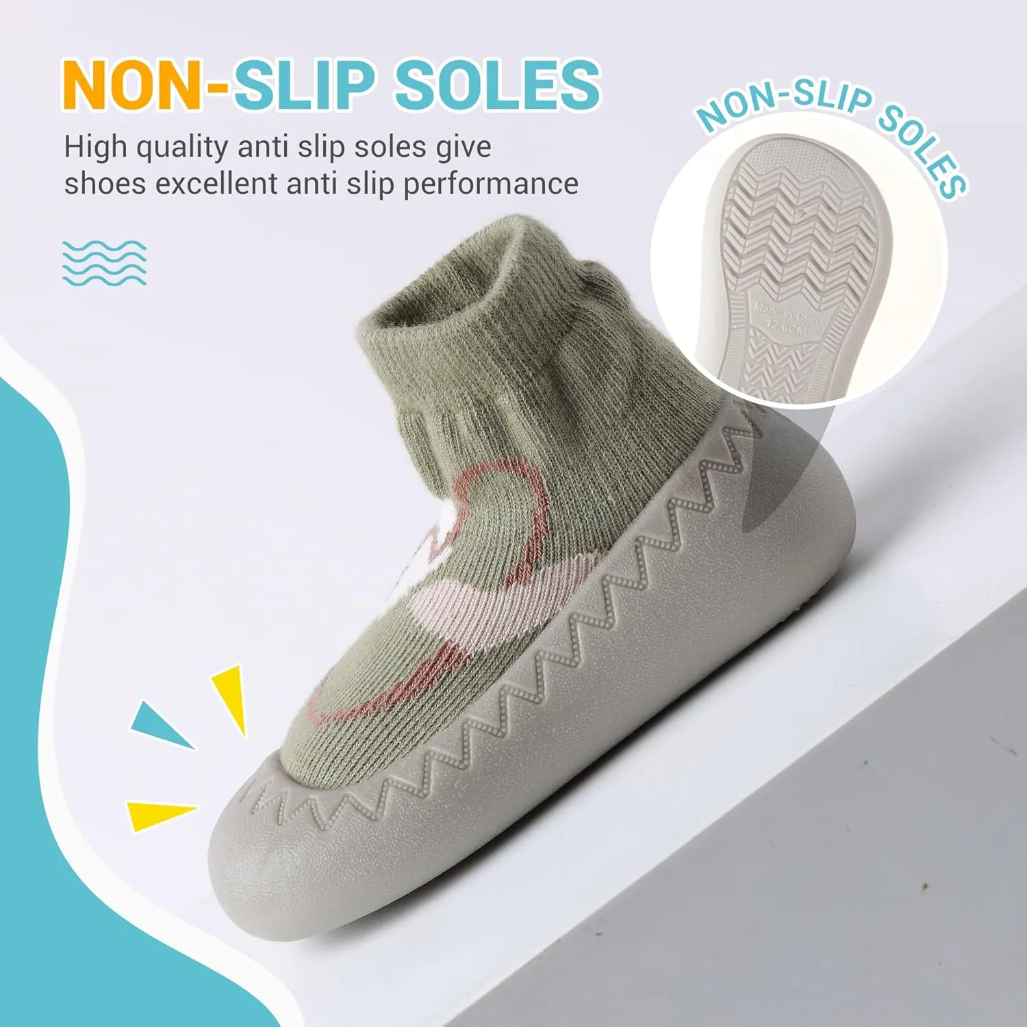 XQ&XG Baby Shoes Infant First Walker Shoes Infant Floor Shoes Indoor Outdoor Non Slip Soft Rubber Sole Breathable Slippers Unisex Sock Shoes Baby Boys Girls Cartoon Slip On Sneakers