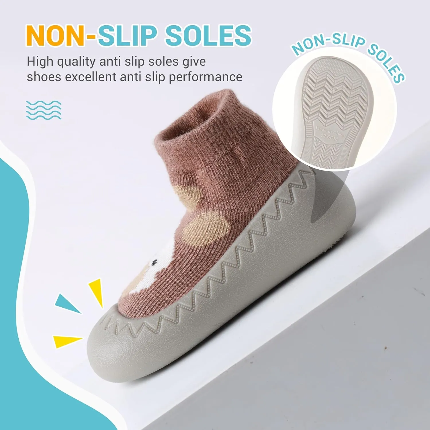 XQ&XG Baby Shoes Infant First Walker Shoes Infant Floor Shoes Indoor Outdoor Non Slip Soft Rubber Sole Breathable Slippers Unisex Sock Shoes Baby Boys Girls Cartoon Slip On Sneakers