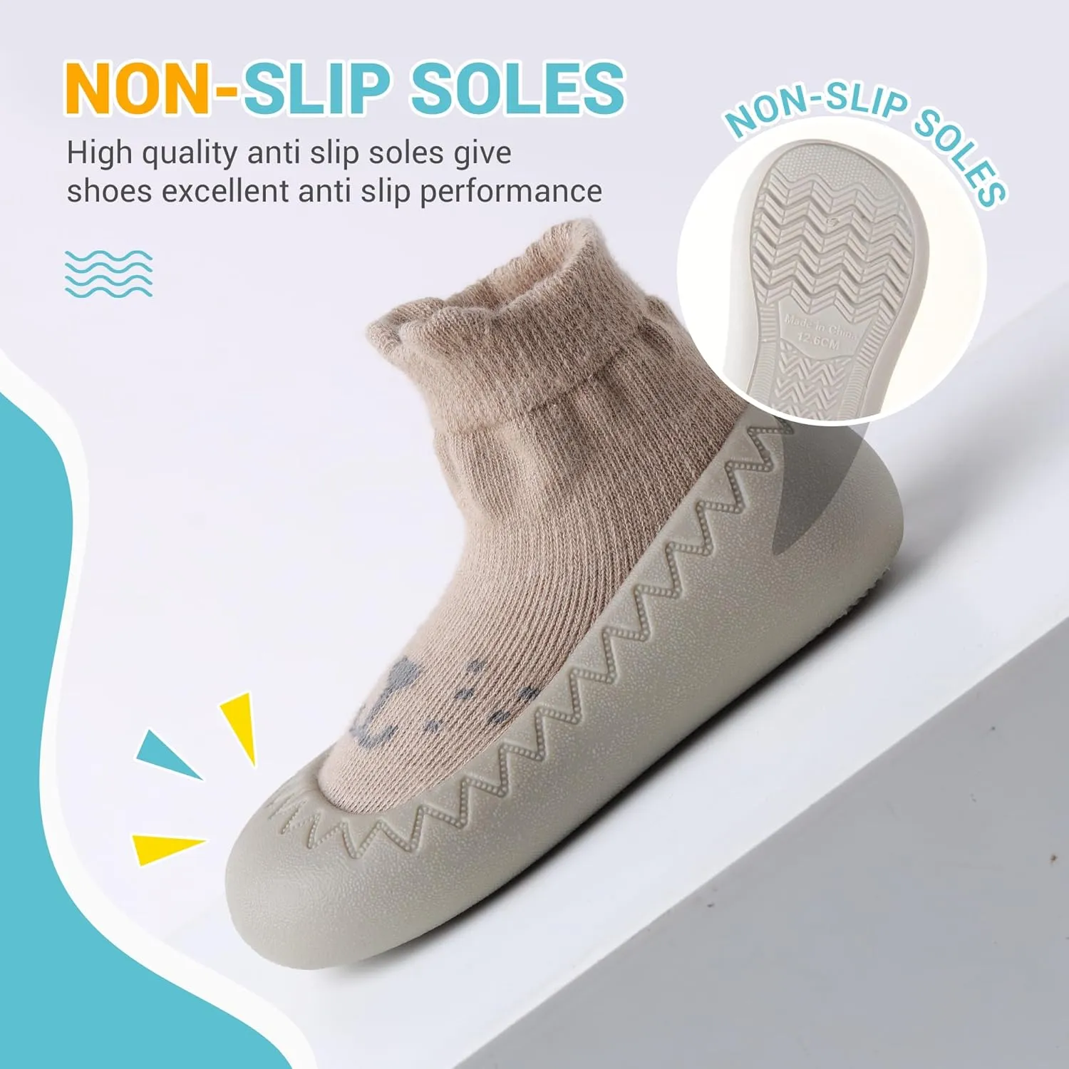 XQ&XG Baby Shoes Infant First Walker Shoes Infant Floor Shoes Indoor Outdoor Non Slip Soft Rubber Sole Breathable Slippers Unisex Sock Shoes Baby Boys Girls Cartoon Slip On Sneakers